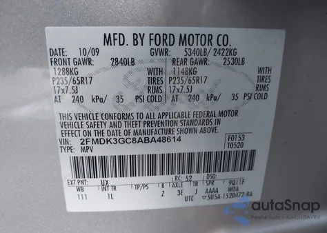 2010 Ford Edge Se from USA, damaged, VIN 2FMDK3GC8ABA48614